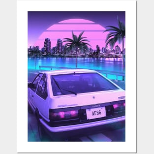 AE86 sunset Posters and Art